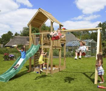 Jungle Palace | Wooden climbing frame with double swing