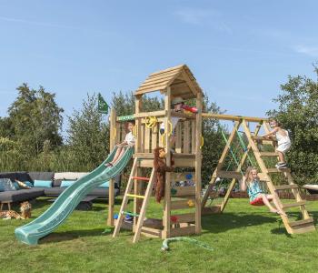 Jungle Safari | Wooden climbing frame with swing & climbing net