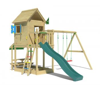 Jungle Bungalow | Wooden climbing frame with double swing