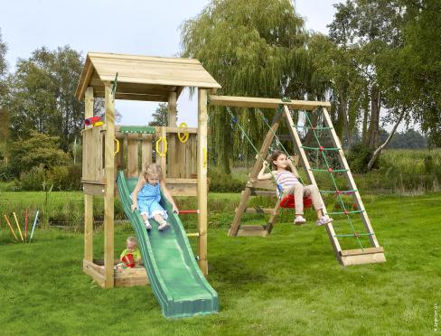 Jungle Casa | Wooden climbing frame with swing & climbing net