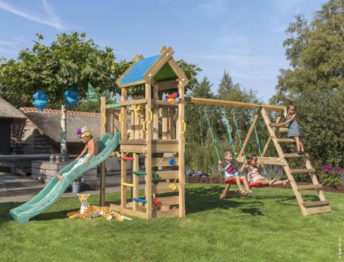 Jungle Nomad | Wooden climbing frame with swing & climbing net