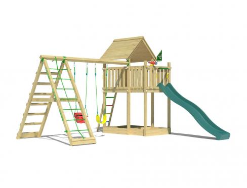 Jungle Canopy | Wooden climbing frame with swings & climbing net